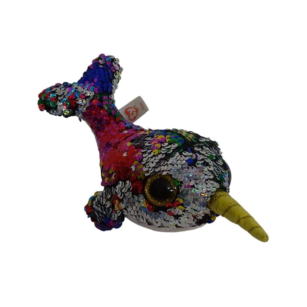 Ty Beanie Boos Sequin Calypso Narwhal Stuffed Animal Plush Soft Toy  8 inch
